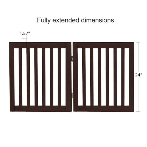 24”H Free Standing Pet Gate for Dog Cat (Espresso / 40"W×24"H)