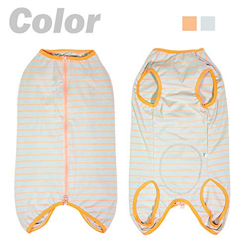 Dog’s Recovery Suit Post Surgery Shirt for Female Male Dog (xl / grey orange stripe)