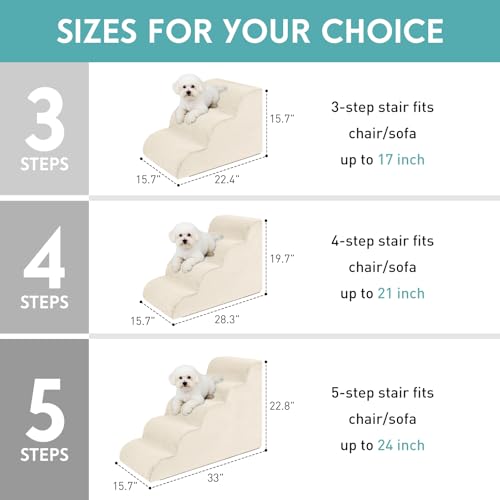 Dog Stairs for Small Dogs (Beige / 5-Step (H: 22.8IN))