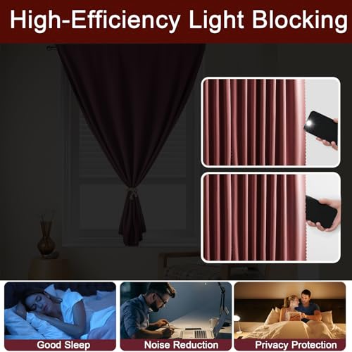 Blackout Curtains Adhesive (59"W x 96"L (Pack of 1) / Burgundy)