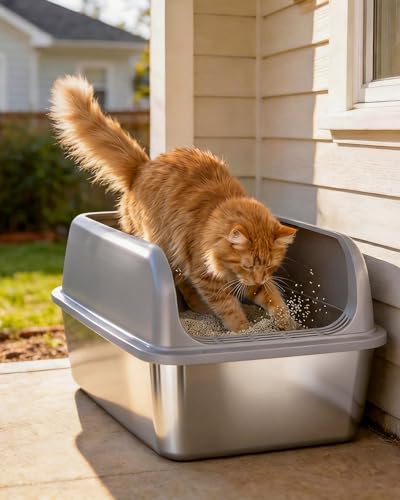 Stainless Steel Cat Litter Box (XL (1 Pack) / Grey)