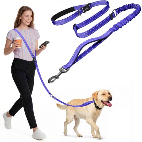Hands Free Dog Leash by Kazazoo (BLUE Bungee / M)