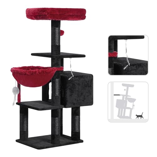 Cat Tree with Toy (43.3 inch / Black and Red)