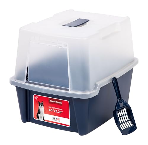 Large Front Door Cat Litter Box (Navy / Hooded)