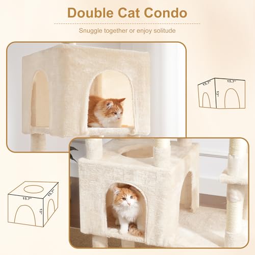 Cat Tree, 76-Inch Tall Heavy Duty Cat Tower for Big Cats HCT039M (Beige / 76.8 inch)