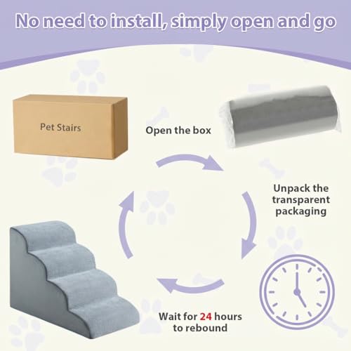 Dog Steps for Bed (Fleece Grey)