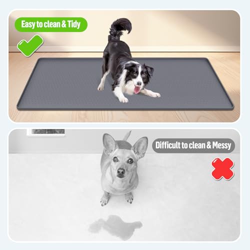 Pee Pad Holder for Dogs 51''x25.6'' Silicone Puppy Pee Pad Tray (Dark Grey)