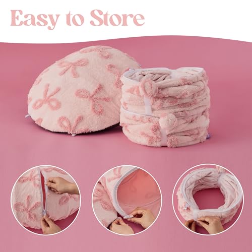Lesure Donut Cute Jacquard Cat Tunnel Bed Kitten Toys for Puppy Bunny (Standard (33.5"L x 33.5"W x 10"H) / Bow Pink Taffy)