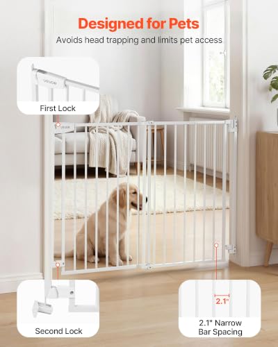 Pet Gate for Stairs (White / 31-48" Wide x 30" Tall)