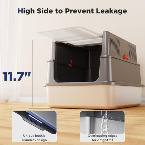 Small Enclosed Stainless Steel Litter Box with Lid for Kitty (Small / Grey)