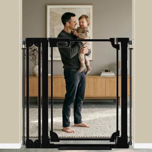 40" Extra Tall Clear Acrylic Dog Gate 29.52 (Black / 29.52-37.79"W x 40"H)