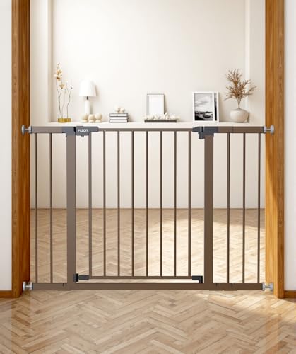 Baby Gate for Stairs (Brown / 29.5-46"W x 30"H)