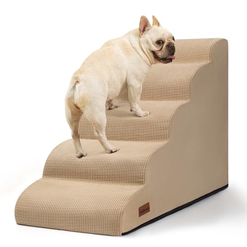 Dog Stairs for High Bed (Khaki / Standard 5-Step 22.2"H)