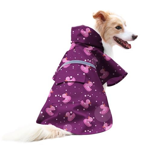 Large Dog Raincoat (Medium / Purple Duck)