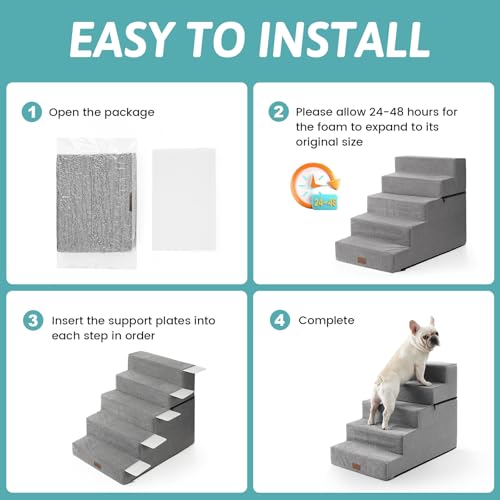 Dog Stairs for Small Dogs (Grey / 19.7x29.5x23.6 inch)