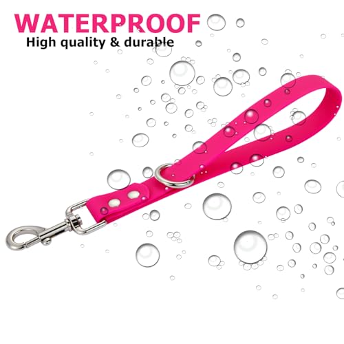 Short Dog Leash (10 inch / Hot Pink & Sky Blue)