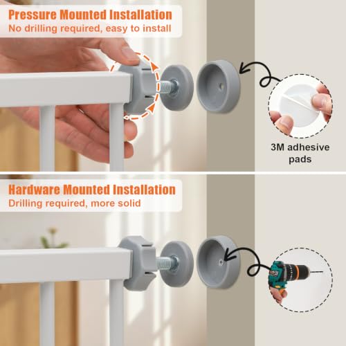 29" 42.5" Baby Gate for Stairs (White / 29-42.5"Wide, 30"Tall)