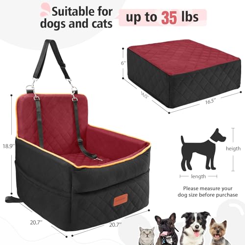Dog Car Seat for Small Medium Dogs (Black/red)