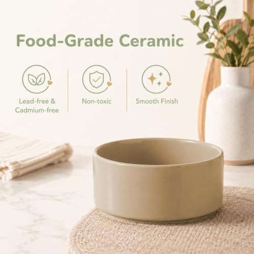 Ceramic Dog Bowls Elevated (Greige)