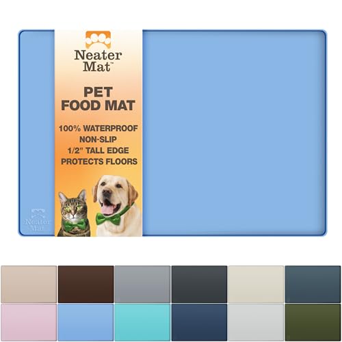 Neater Mat Pet Mats for Food and Water (24"L x 16"W / Light Blue)