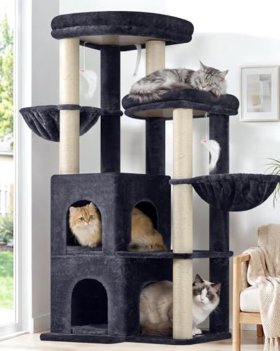 Cat Tree Tower for Indoor Cats Large Adult (Dark Grey / XXL)