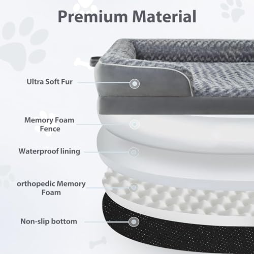 Orthopedic Washable Human Dog Bed for Adult & Dog Cozy Sleep (61.0"l X 43.0"w X 7.0"th / Grey)