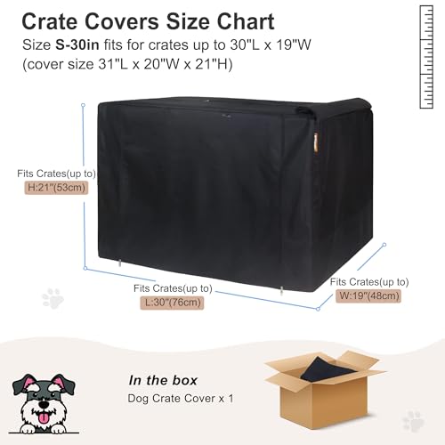 30 Inch Dog Crate Cover with Mesh (30.0"L x 19.0"W x 21.0"H / Black)