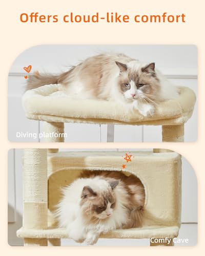 Cat Tree 49In Cat Tower for Indoor Cats Large Adult (Beige / 49.2 Inches)