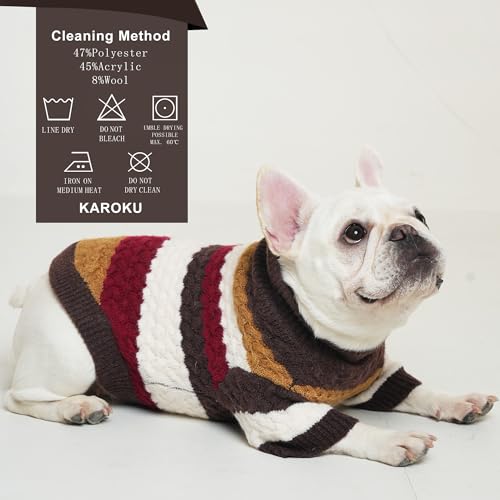 Dog Sweater Pet Cable Knitted Turtleneck Sweater for Small Medium Dogs Boy Girl (Brown / Medium)
