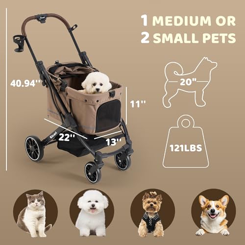 All Terrain Dog Stroller for Small to Medium Dogs (Mocha Brown)