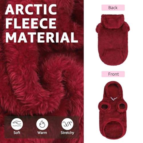 Fleece Dog Sweaters Hoodie for Small Medium Large Dogs Girls Boys (Small / Burgundy)