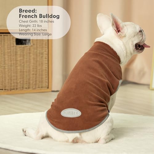 2 Pack Fleece Dog Sweater Pullover Lightweight Reflective Jacket (Medium / Brown & Khaki)