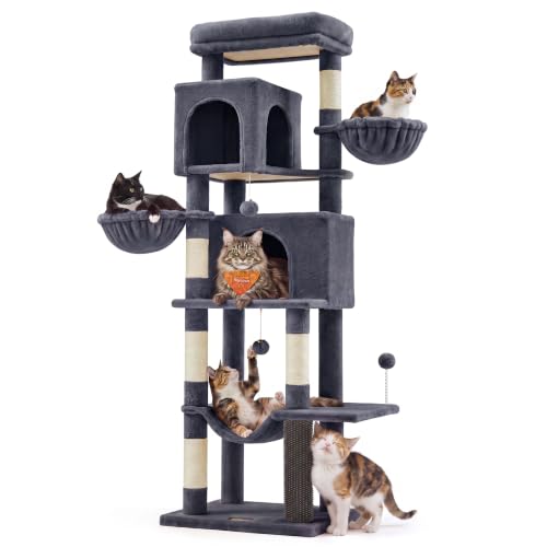 Cat Tree, 69-in Large Cat Tower, Multi-Level Condo, Dark Gray (Dark Gray)