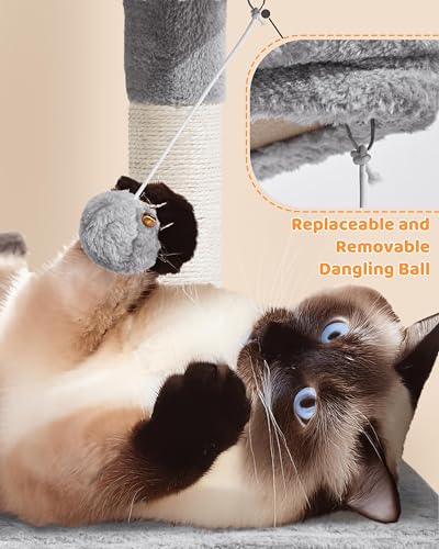 63in Sturdy Large Cat Tree for Indoor Heavy Cats (Light Gray / 63in)