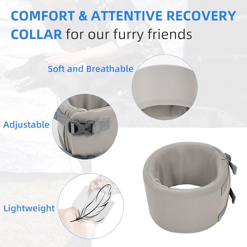 Dog Neck Brace for Pet After Surgery Recovery Adjustable Breathable Neck Cervical Cone (Gray / M)
