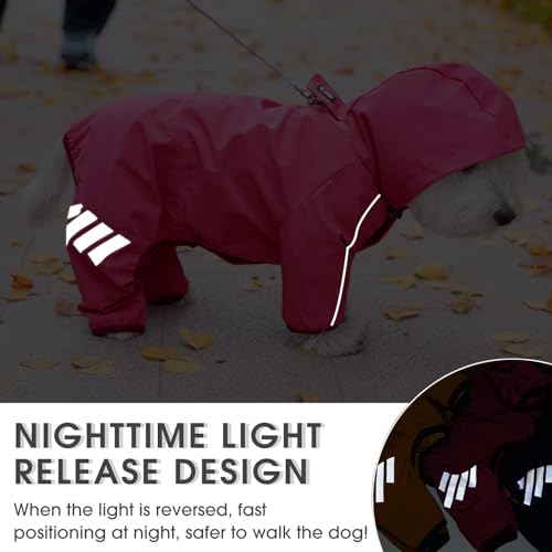 Dog Raincoat Waterproof Dog Rain Jacket with Hood (Pink / Medium)