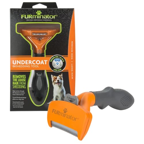 Medium Dog Undercoat deShedding Tool for Long Hair (long hair - new model / Medium)