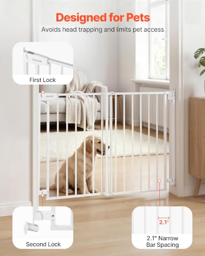 Pet Gate for Stairs (White / 28-43" Wide x 30" Tall)
