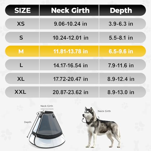 Soft Transparent Dog Cone Collar (M (Neck: 11.81-13.78") / Black)