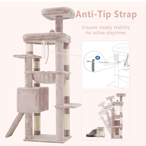 64.2" Heavy Duty Cat Tree for Large Cats with Wide Base HCT027MU (64.2 inch / Muchroom)