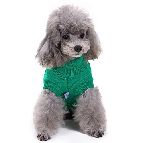 Dog Sweater Soft Warm Turtleneck Knitted Clothes for Small Medium Large Pet (Green / X-Small)