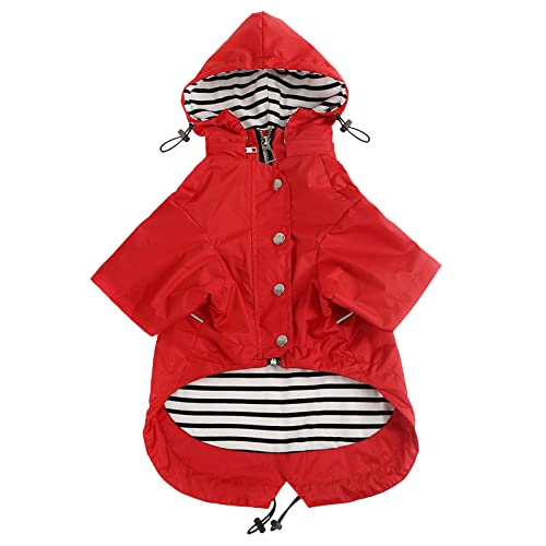 Dog Zip Up Raincoat with Reflective (Small / Red)