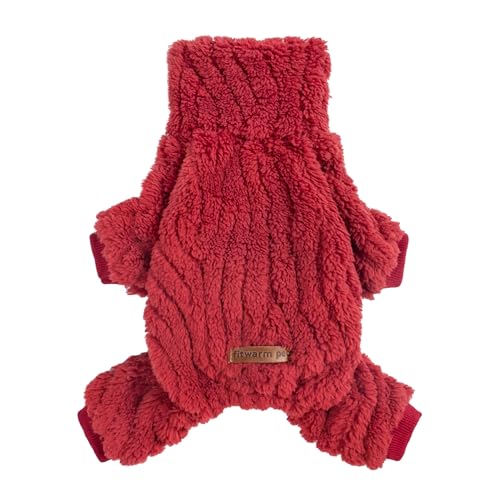 Turtleneck Fleece Dog Sweater Pajamas (Small / Red)