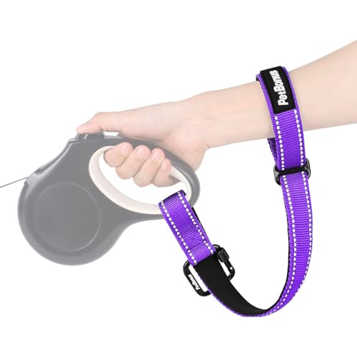 Dog Leash Wrist Strap with Lockable Clip for Dog Retractable Leash (Purple / 1 Pack)