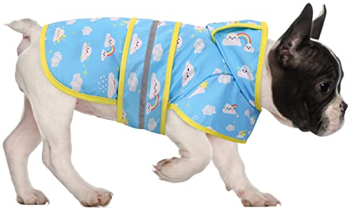 Dog Raincoat with Hood & Leash Hole S (Medium / Cartoon Storm)