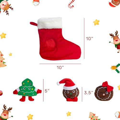 Christmas Squeaky Hide and Seek Dog Toys for Small and Medium (Christmas Stocking)