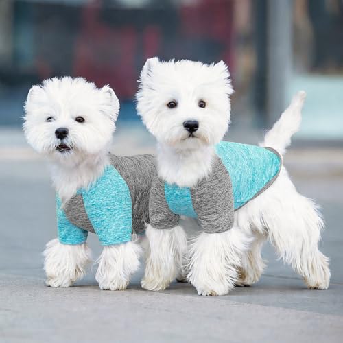 2Pack Dog Shirt for Medium Dogs Sun Protection Tank Top with Sleeves (X-Large (18-30lbs) / 2# 2Pack(Grey+Lake Blue))