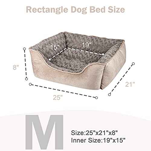 Rectangle Dog Bed for Large Medium Small Dogs Machine Washable Sleeping Dog Sofa Bed Non (Beige / M(25"x 21"x 8"))