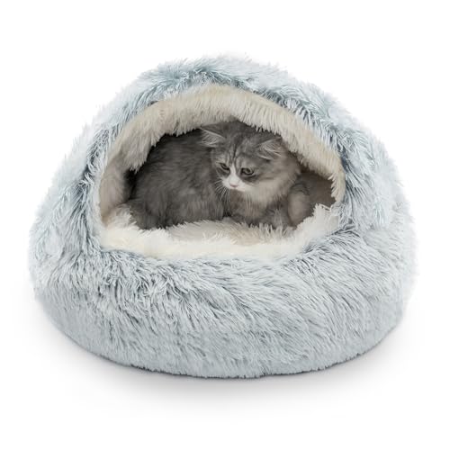 Cat Bed Hooded Cat Beds for Indoor Cats or Small Dogs (25.0"L x 25.0"W x 19.0"Th / gray)
