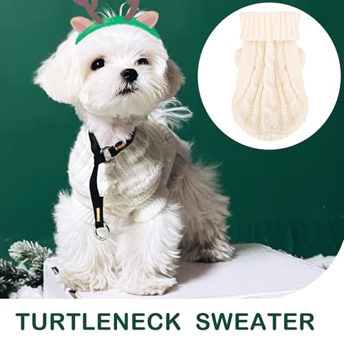 2 Pack Dog Sweaters for Small Dogs (X-Small / Purple-Beige)
